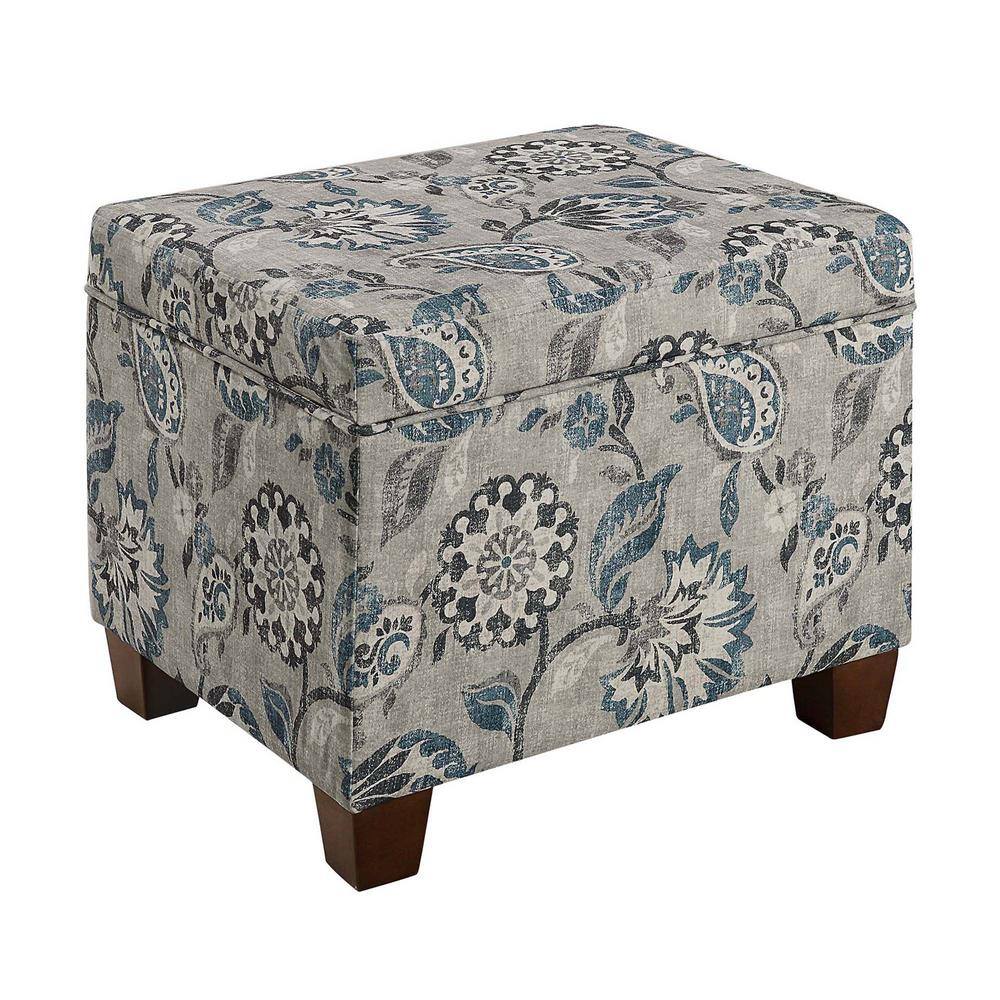 Madison Gray Flora Fabric Storage Ottoman