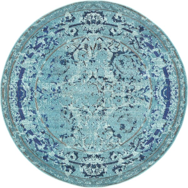 Medici Salamanca Light Blue 6' 0 x 6' 0 Round Rug
