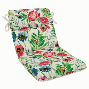 Bright Floral 21 in. W x 3 in. H Deep Seat, 1-Piece Chair Cushion with Round Corners in Pink/Blue Flower Mania