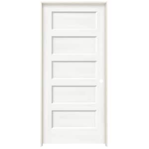 36 in. x 80 in. Conmore White Paint Smooth Solid Core Molded Composite Single Prehung Interior Door