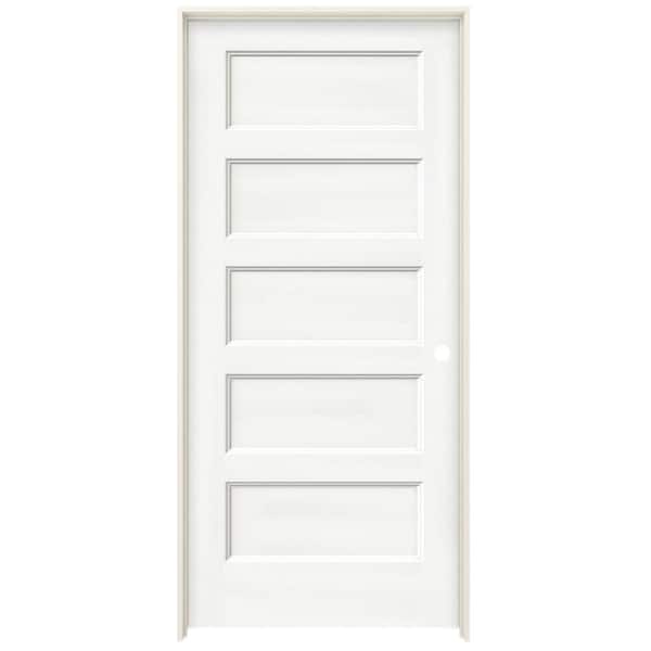 36 in. x 80 in. Conmore White Paint Smooth Solid Core Molded Composite Single Prehung Interior Door