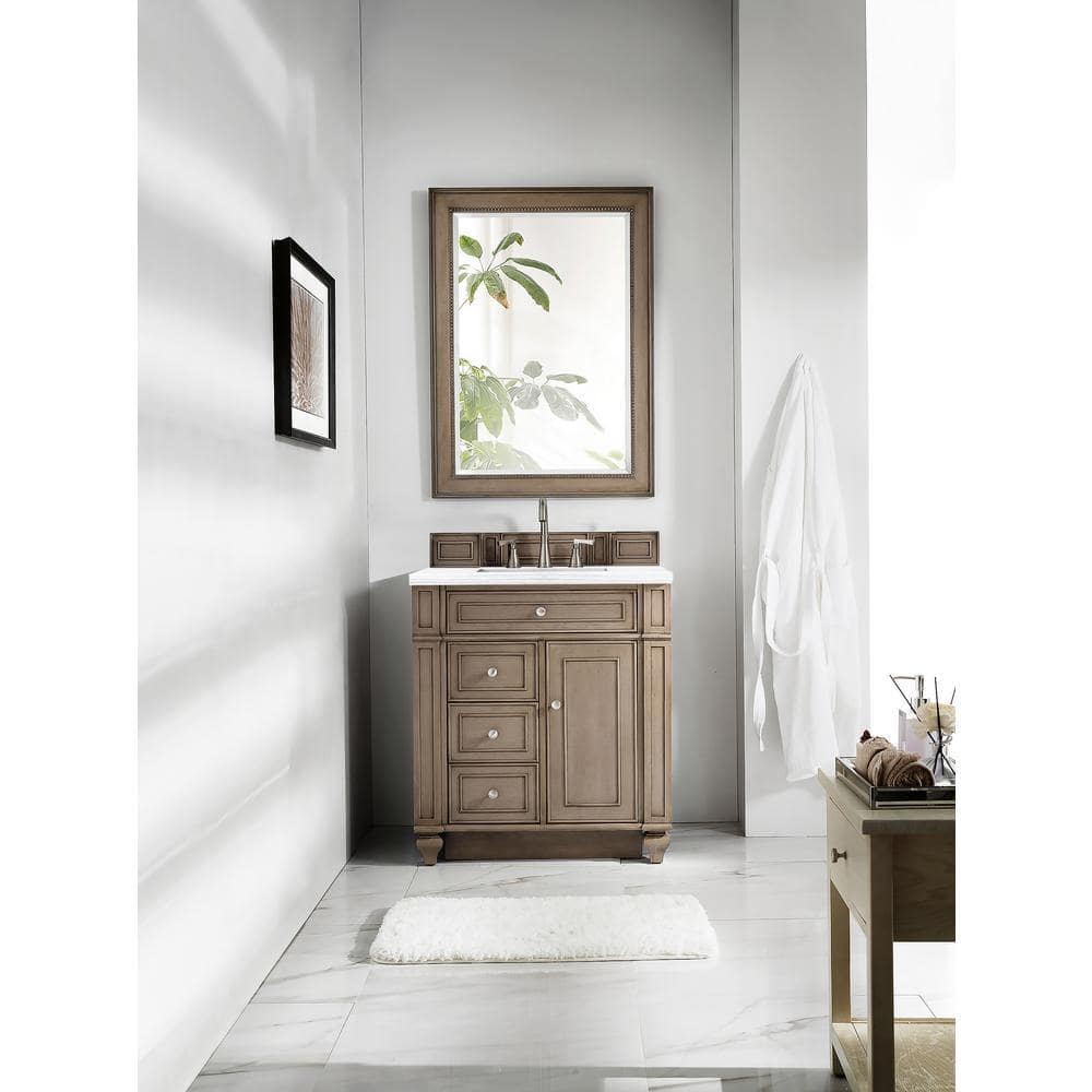 Bristol 30 in. W x 23.5 in. D x 34 in. H Single Vanity in Whitewashed Walnut with Solid Surface Top in Arctic Fall price history on PriceWatchPro