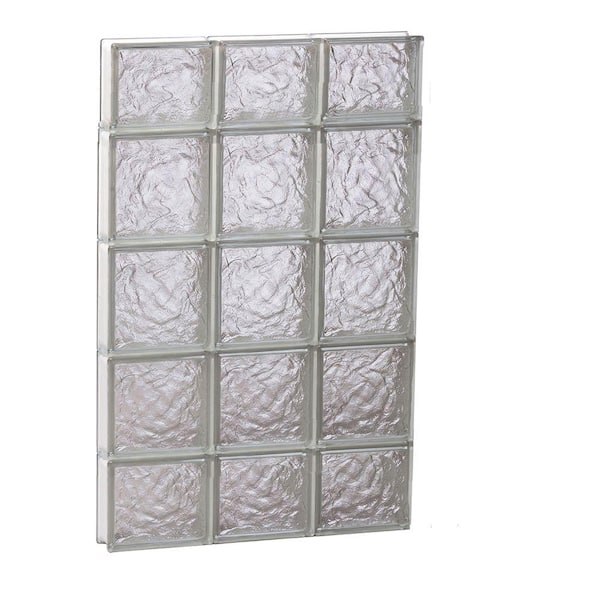 Clearly Secure 23.25 in. x 34.75 in. x 3.125 in. Frameless Ice Pattern Non-Vented Glass Block Window