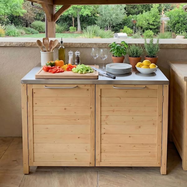 FUFU&GAGA 51 in. W x 24 in. D x 37 in. H Brown Cedar Wood Outdoor