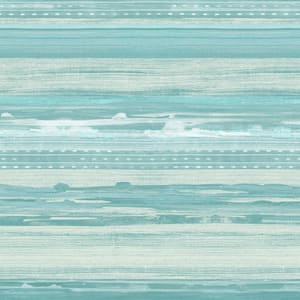 Horizon Brushed Stripe Teal, Seafoam, and Ivory Abstract Paper Strippable Roll (Covers 60.75 sq. ft.)