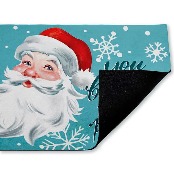 Better Not Pout Antique Santa Green 18 in. x 30 in. Polyester Non-Slip Outdoor Door Mat