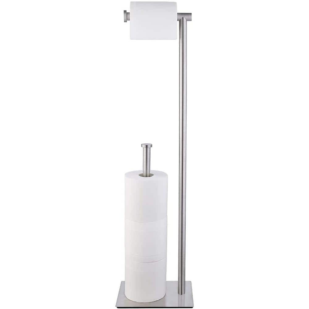 Metal Toilet Paper Holder Stand Dispenser Storage w/ Shelf Hold 3