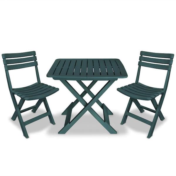 Unbranded 3-Piece Plastic Outdoor Folding Bistro Set in Green