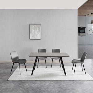5-Piece Gray Rectangular Dining Table Set with MDF Table and 4 Grey Dining Chairs