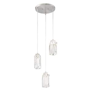 Putnam Place 15-Watt Integrated LED Brushed Nickel Rectangle Mini Pendant with Clear Glass Cube Shades