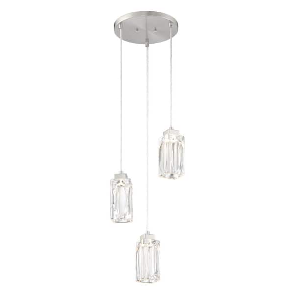 George Kovacs Putnam Place 15-Watt Integrated LED Brushed Nickel Rectangle Mini Pendant with Clear Glass Cube Shades