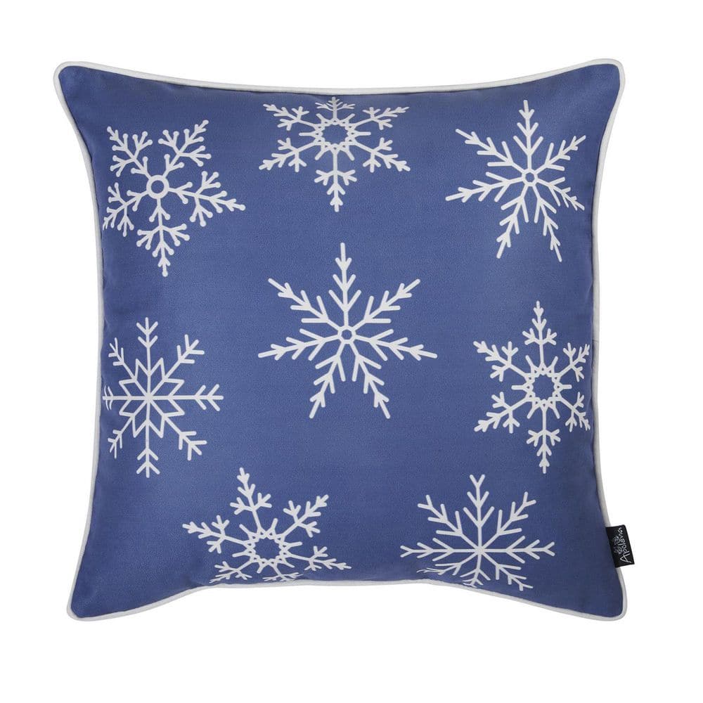 Blue and White Christmas Polyester Pillow Covers Set of 4
