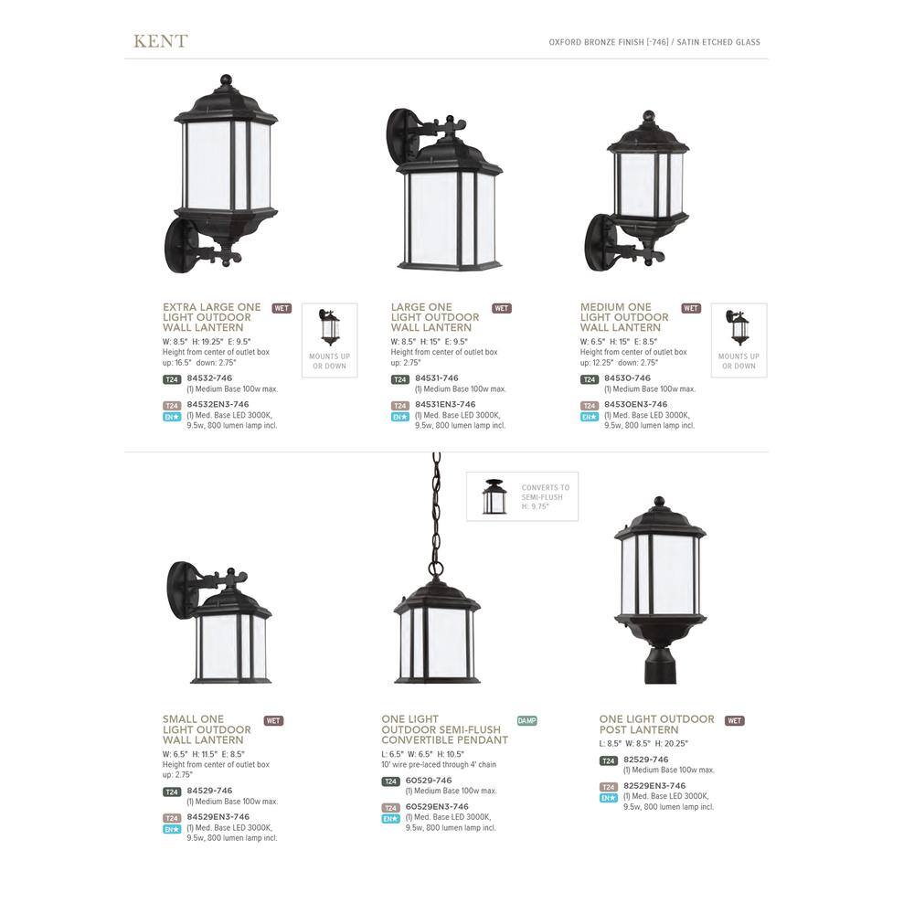 Oxford Bronze LED Outdoor Wall Lantern with Satin Etched Glass