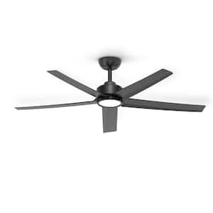 W5 52 in. LED Indoor Black Ceiling Fan with Light and Remote, Reversible DC Motor, 5-Blades and 3 CCT Light Kit