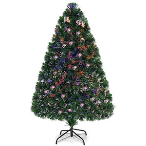 4 ft. Pre-Lit Fiber Optic Artificial PVC Christmas Tree with Metal Stand