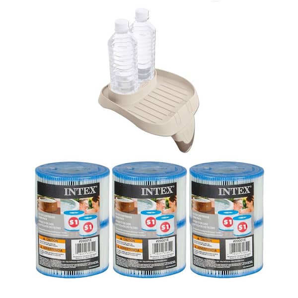 4.2 in. Attachable Cup Holder/Refreshment Tray and Type S1 Pool Filters (3-Pack)