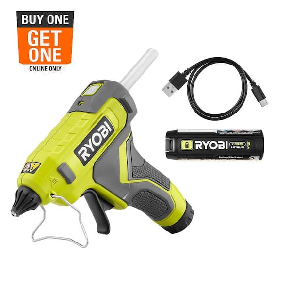USB Lithium Cordless Glue Gun Kit with 2.0 Ah Battery, Charging Cable, and Glue Sticks (3-Piece)