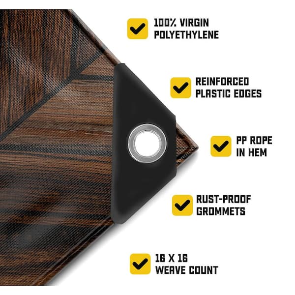 CORE TARPS 20 ft. X 40 ft., Brown Wood/Black, Extreme Heavy Duty