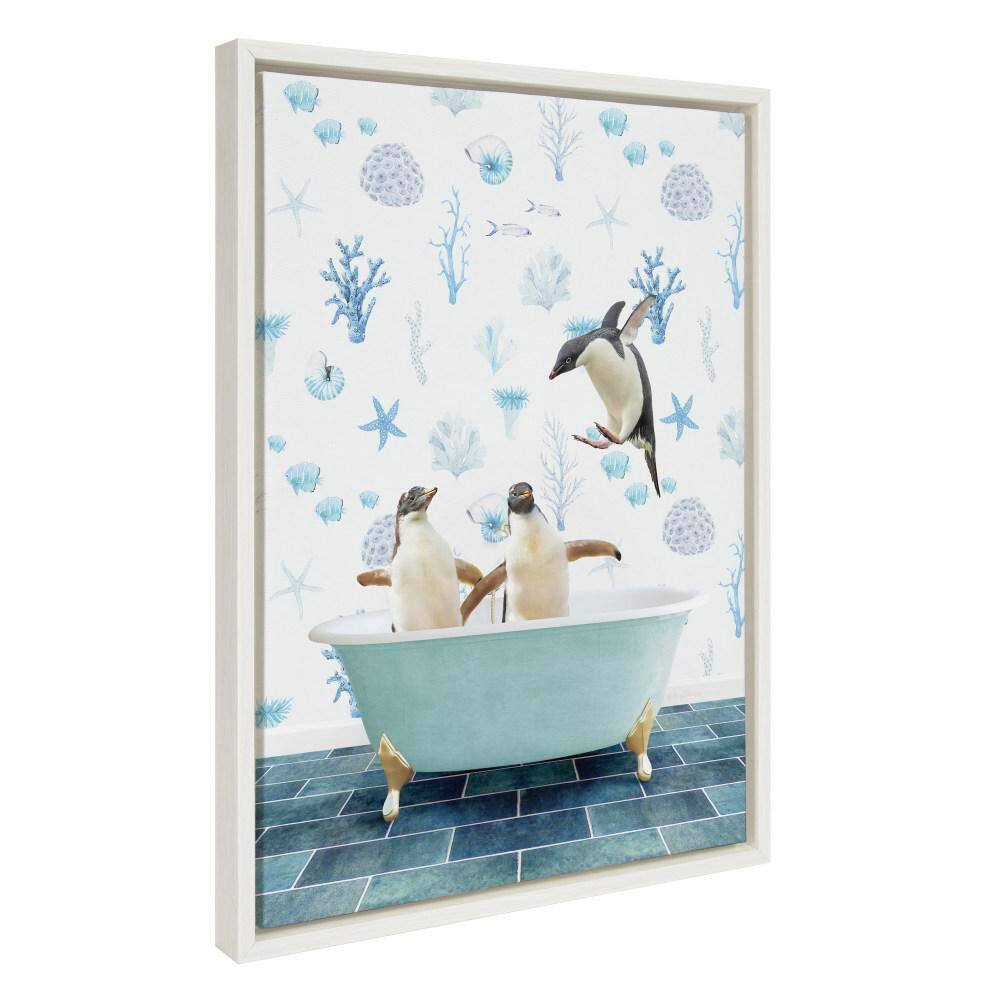 "Sylvie ""Penguins In Under the Sea Bath"" by Amy Peterson Art Studio White Framed Art Print 18 in. x 24 in." price history on PriceWatchPro