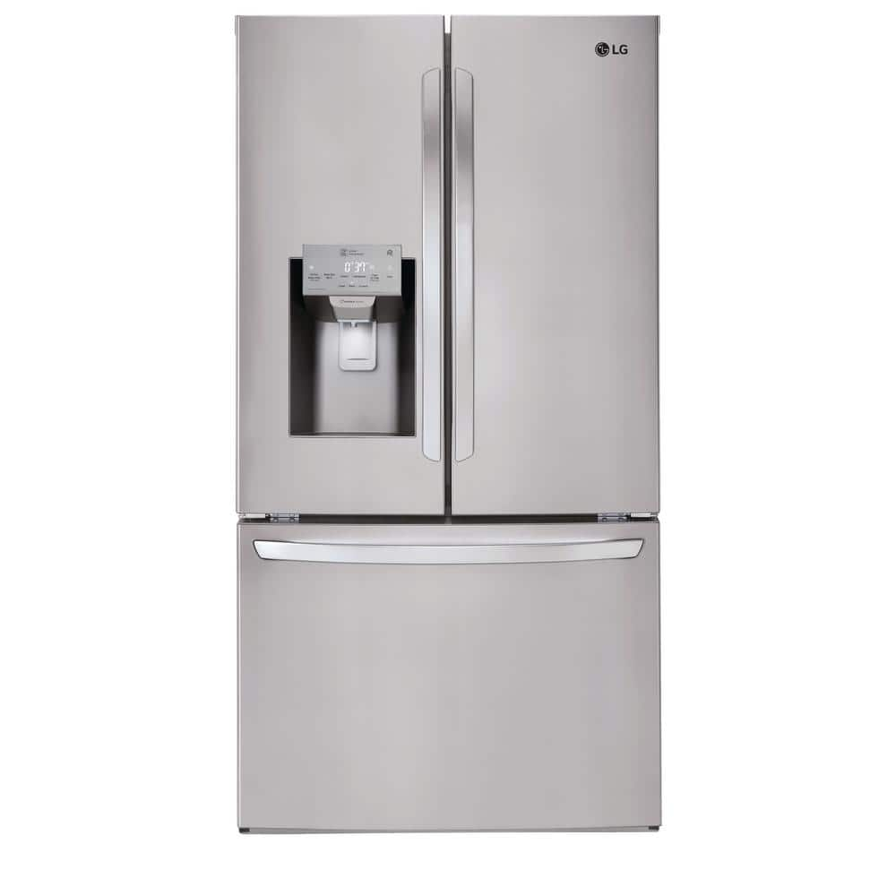 LG 22 cu. ft. French Door Smart Refrigerator with Glide N’ Serve, Wi-Fi Enabled in PrintProof Stainless Steel,Counter Depth