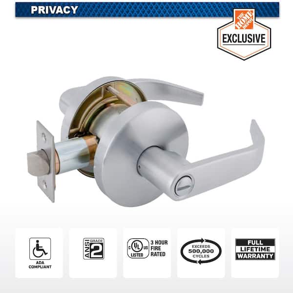 Universal Hardware Universal Hardware Heavy Duty Commercial Privacy/bed/bath Curved Lever Cylindrical ANSI Grade 2 UL 3Hr Fire Satin Chrome
