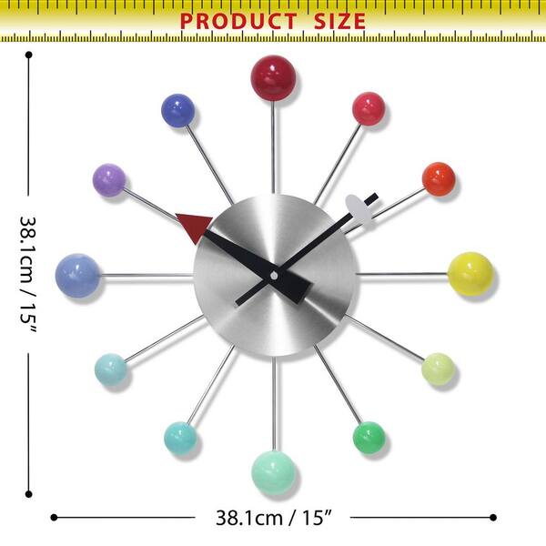 Infinity Instruments Orb Spoke Rainbow Aluminum Wall Clock, 15 in