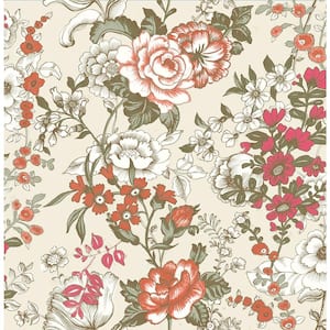 Ainsley Red Boho Floral Red Wallpaper Sample