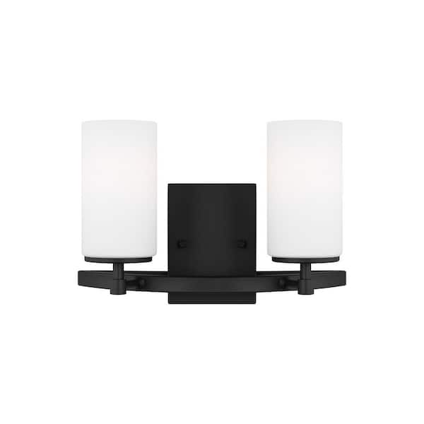 Generation Lighting Alturas 13.5 in. 2-Light Midnight Black Modern Contemporary Wall Bathroom Vanity Light with LED Light Bulbs