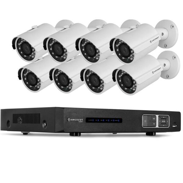 Amcrest 1080P Tribrid HDCVI 8CH 3TB DVR Security Camera System with 8 x 2.1MP Bullet Cameras, White