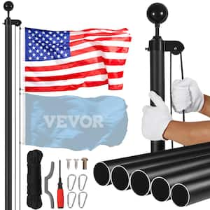 25 ft. Sectional Flag pole Kit, 3-Display Modes Flagpole with 3 x 5 American Flag, Professional Accessories, Black