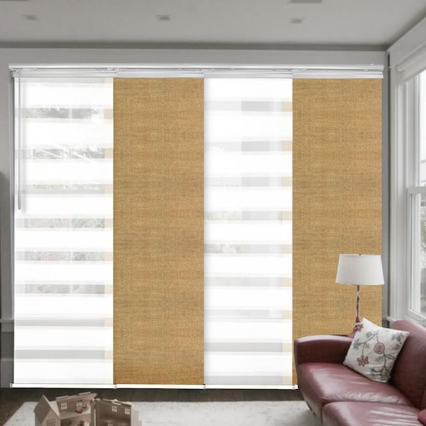 EMOH Desert Mirage 48 in. - 88 in. W x 94 in. L Adjustable 4- Panel White Single Rail Panel Track with 23.5 in. Slates