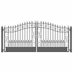 Venice Style 12 ft. x 6 ft. Black Steel Dual Swing Driveway Fence Gate