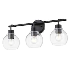 KAWOTI Bubble 30.5 in. 4-Light Matte Black Vanity Light with Round ...