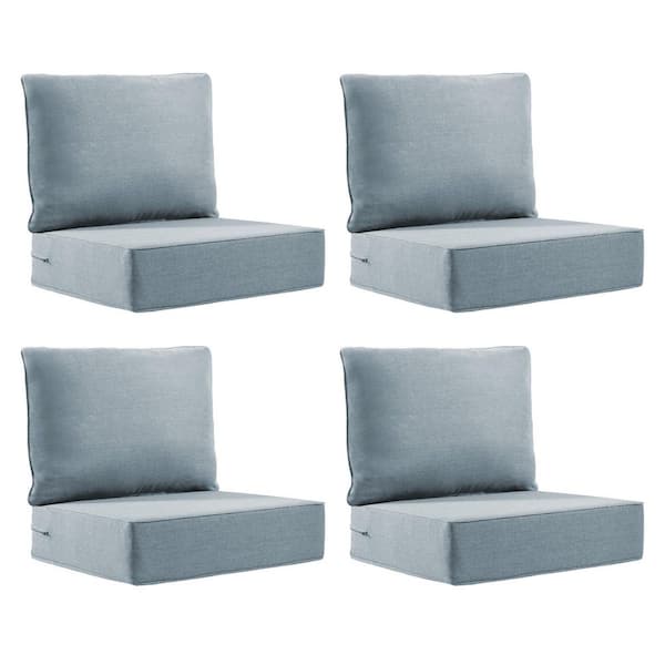 22 in. x 24 in. x 6 in. 8-Piece Olefin Deep Thick Seating Outdoor Lounge Chair Sofa Replacement Cushion Set in Baby Blue