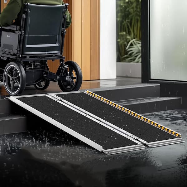 Wudkey 3 ft. Portable Wheelchair Ramp, Non-Skid Aluminum Handicap
