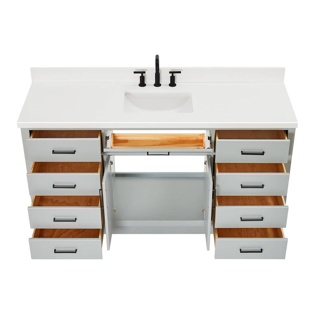 Hepburn 67" Gray Freestanding Single Vanity with Quartz Top