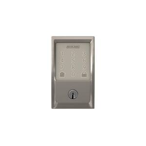 Century Encode Smart Wifi Door Lock with Alarm and Latitude Lever Handleset in Satin Nickel