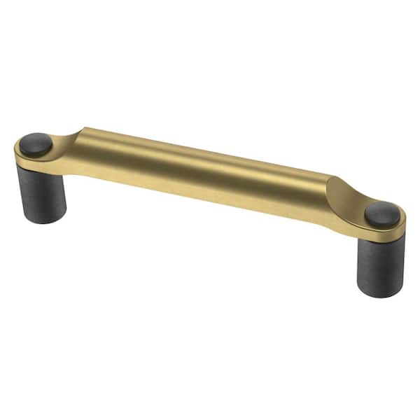 Liberty Riveted 3-3/4 in. (96mm) Center-to-Center Brushed Brass with Soft Iron Drawer Pull