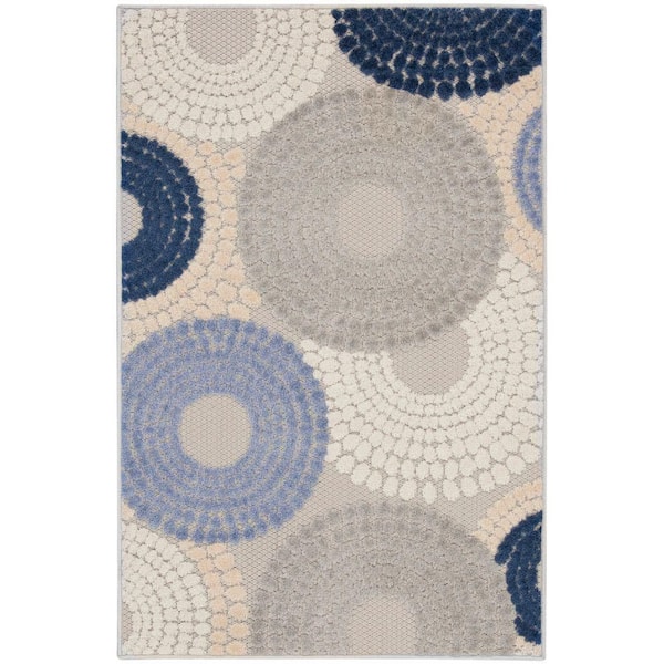 Nourison Aloha Blue Grey 3 ft. x 4 ft. Medallion Contemporary Area Rug