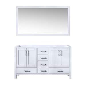 Jacques 60 in. W x 22 in. D White Double Bath Vanity without Top and 58 in. Mirror