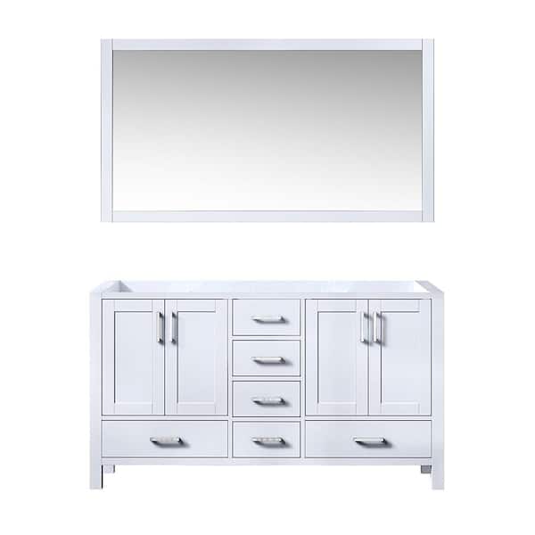 Jacques 60 in. W x 22 in. D White Double Bath Vanity without Top and 58 in. Mirror
