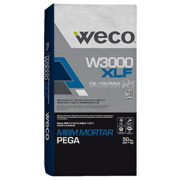 WECO W-3000 XLF Polymers Ultra-Premium 50 lb. White Thin Set Mortar for Large Format Tiles