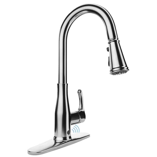 ANZZI 1-Handle Hands Free Touchless Pull Down Sprayer Kitchen Faucet with Motion Sense and Fan Sprayer in Stainless Steel