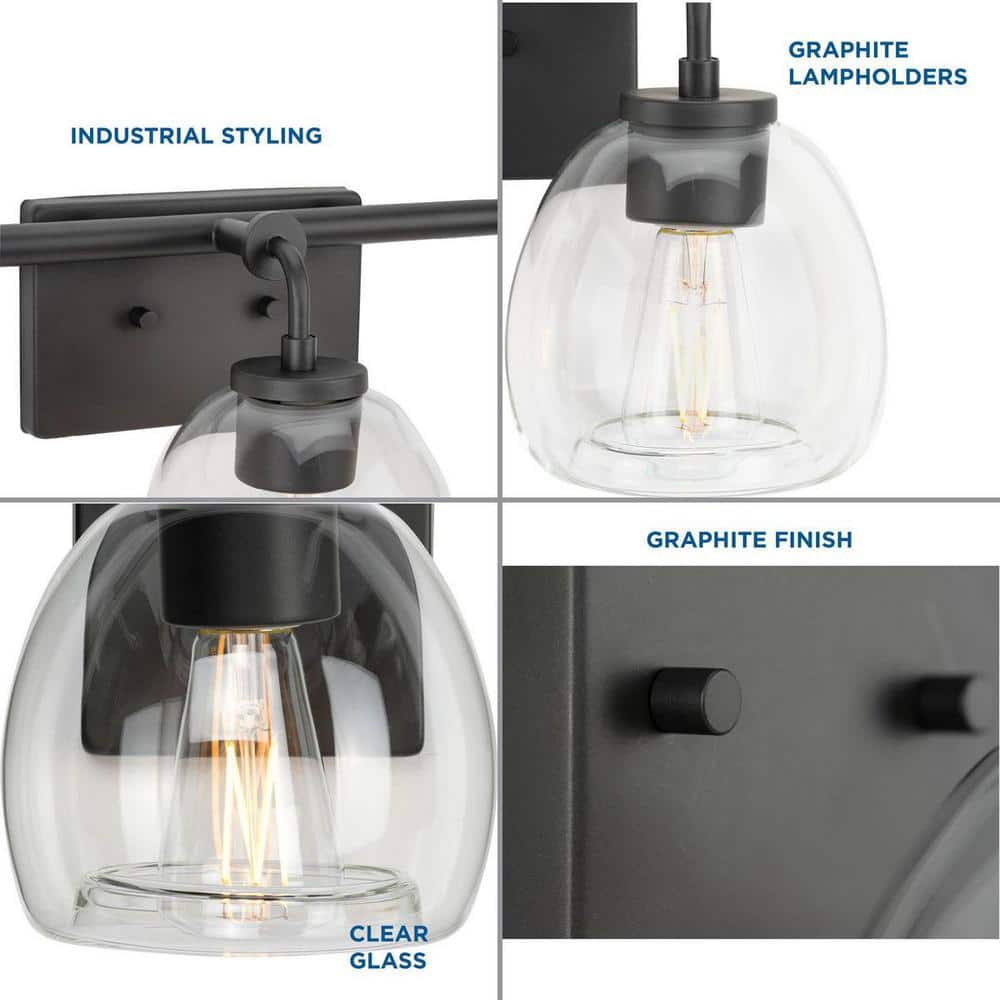 Graphite Industrial 3-Light Bath Vanity Fixture