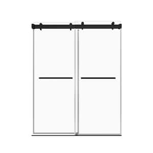 72-76 in. W x 76 in. H Soft-closing Double Sliding Frameless Shower Door in Matte Black with 3/8 in. (10mm) Clear Glass