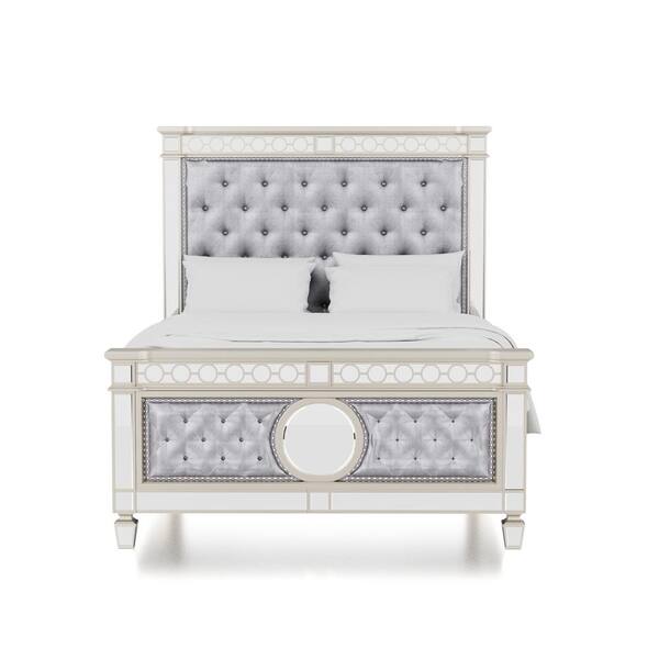 Furniture of America Seboya White King Panel Bed with LED Light