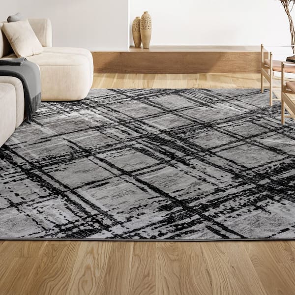 JONATHAN Y Slant Modern Abstract Black/Gray 8 ft. x 10 ft