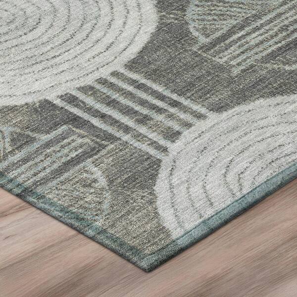 Chantille Machine Washable Indoor/Outdoor Abstract ACN3064 Gray 8 ft. x 8 ft. Round Rug