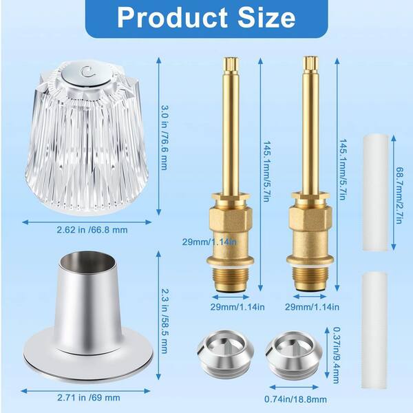 2-Pack Metal Shower Handle Replacement Kit – 3-Speed Lever Faucet Handle For Bathroom Shower & Sink, Alloy Construction
