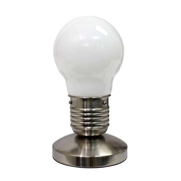 All The Rages 9.45 in. White Edison Style Minimalist Idea Bulb Mini Touch Desk Lamp